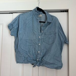 Madewell Light Blue Denim Tie-Front Shirt